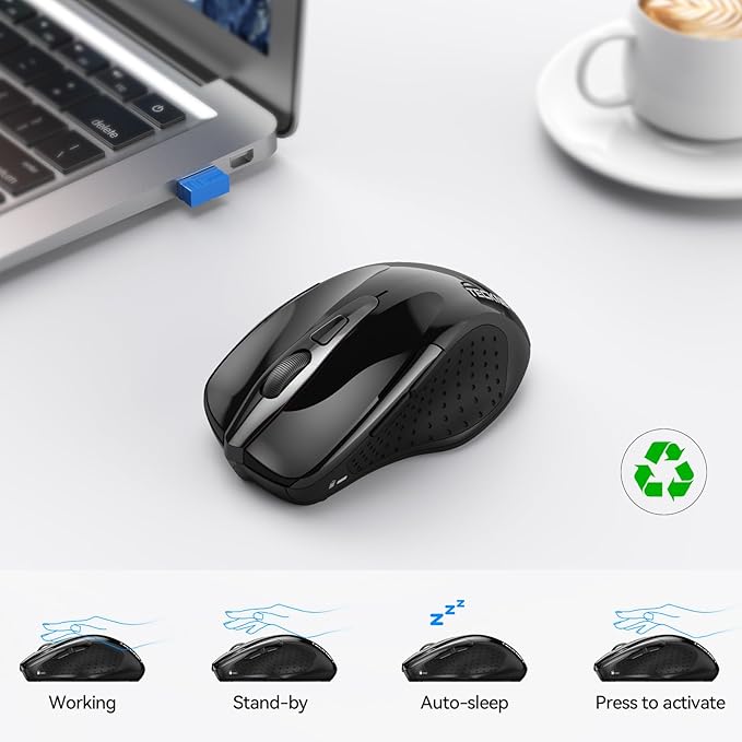 TECKNET Wireless Mouse Silent 4800 DPI Computer USB A & Bluetooth Mouse 6 - Image 8