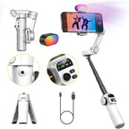 Gimbal Stabilizer for iPhone w/RGB Magnetic Fill Light, Foldable Gimbal w/7.8' by AOCHUAN