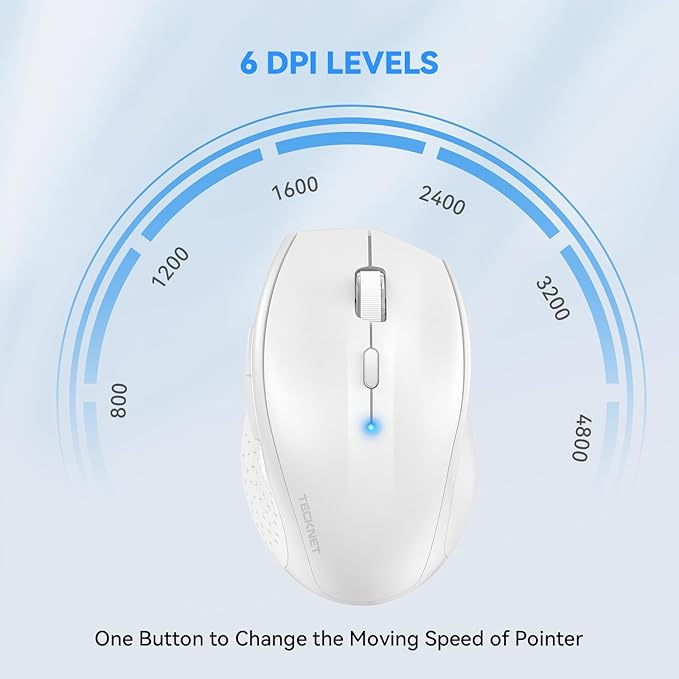 TECKNET Bluetooth Mouse, 4800 DPI Wireless Mouse, 2-Year Battery 6 Adjustable - Image 2