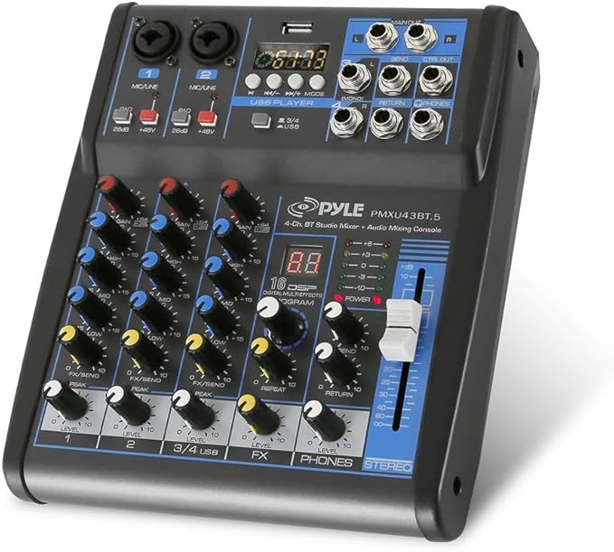 Pyle Professional Audio Mixer Sound Board Console System Interface 4 Channel by PyleUSA