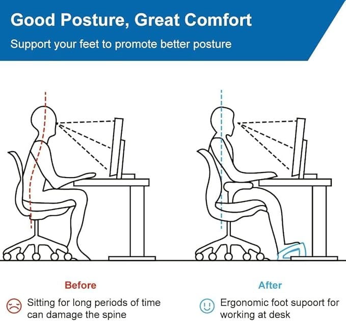 StrongTek Ergonomic Under Desk Footrest, 3 Adjustable Heights Wooden Office - Image 2