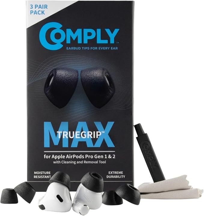 Comply TrueGrip MAX | Premium Memory Foam Replacement Earbud Tips by ComplyFoam