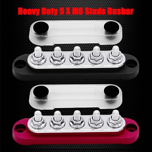 5 x M6 Studs Power Distribution Block Bus Bar 12V, Ampper 4.3" 150A Marine - Image 3