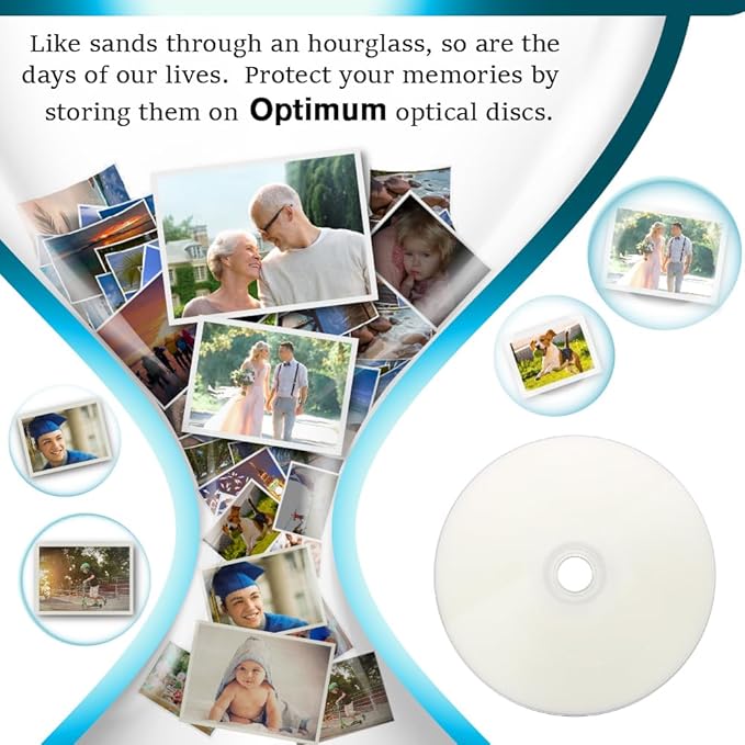 OPTIMUM CD-R Blank Disc 700MB 52X Moisture Resistant White Inkjet Hub Printable - Image 6