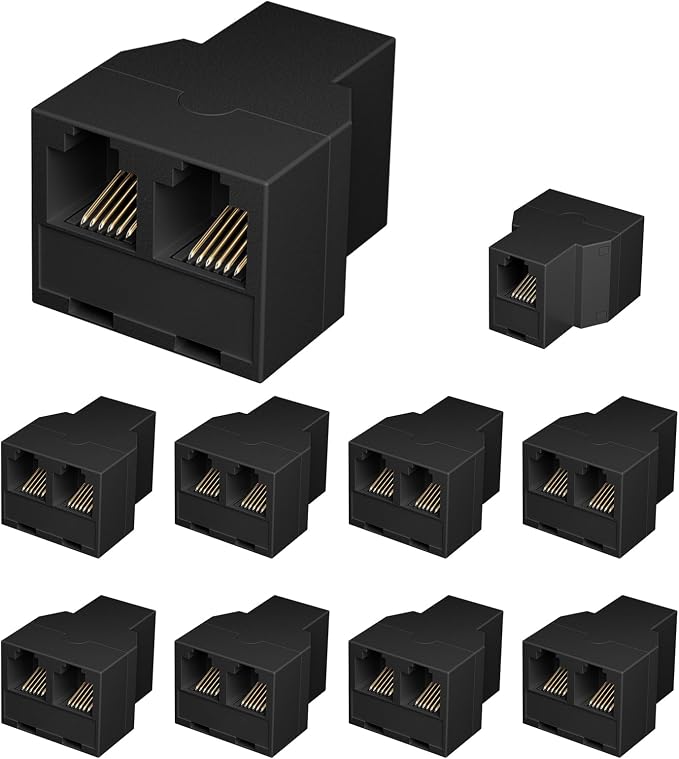 Uvital RJ12 6P6C 3 Female Telephone Line Splitters, Phone Jack Splitter by Uvital