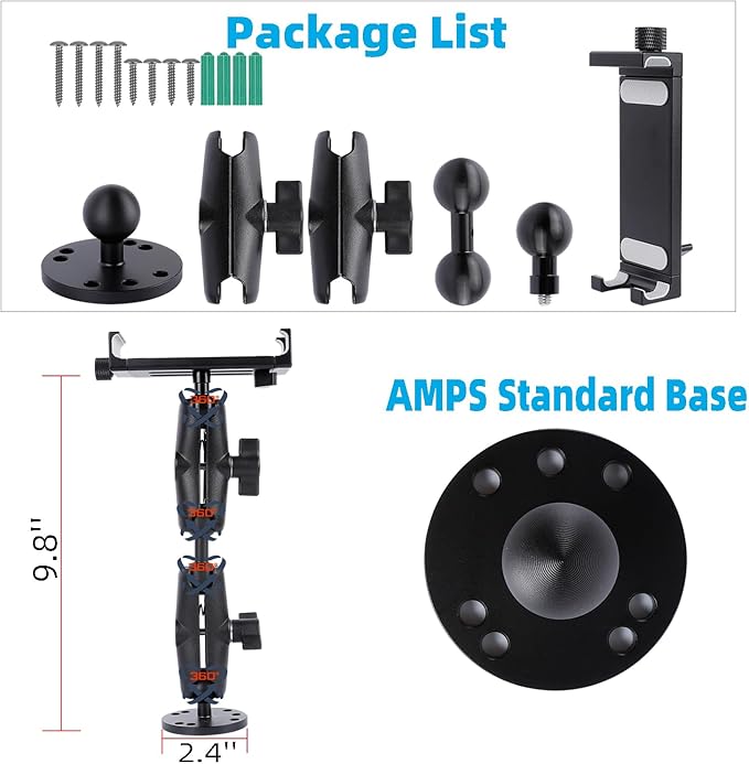 All-Aluminum Heavy Duty Drill Base Tablet Holder Mount - Image 5