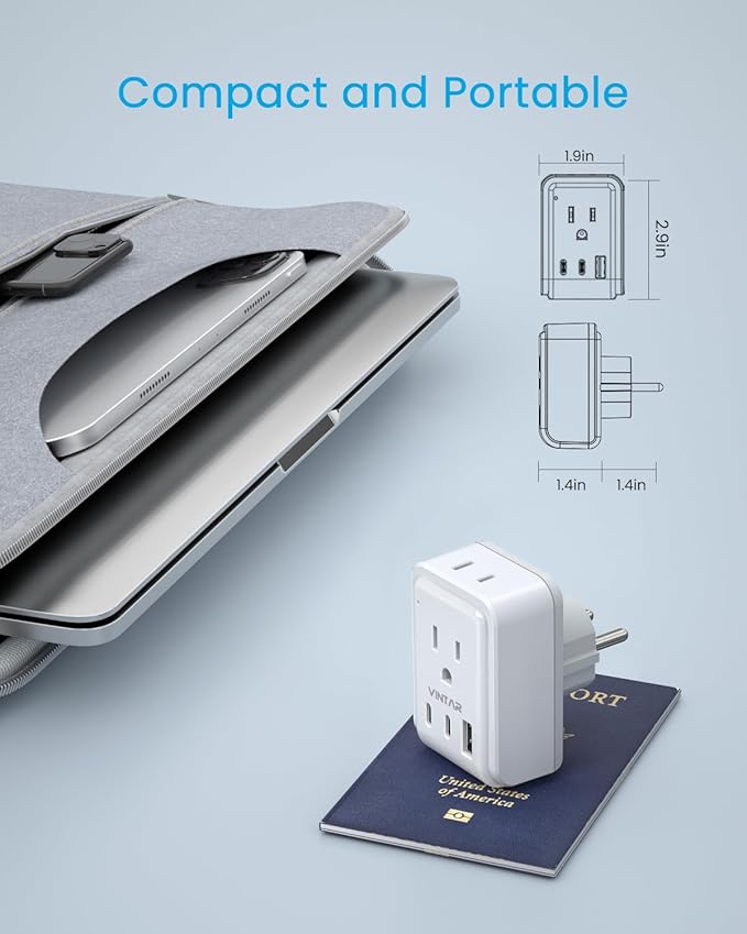 2 Pack Type E F Plug Adapter, VINTAR Germany France Travel Plug Adapter - Image 5