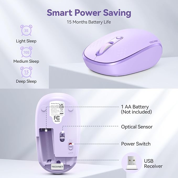 TECKNET Wireless Mouse, 2.4G Quiet Computer Mouse - Image 6