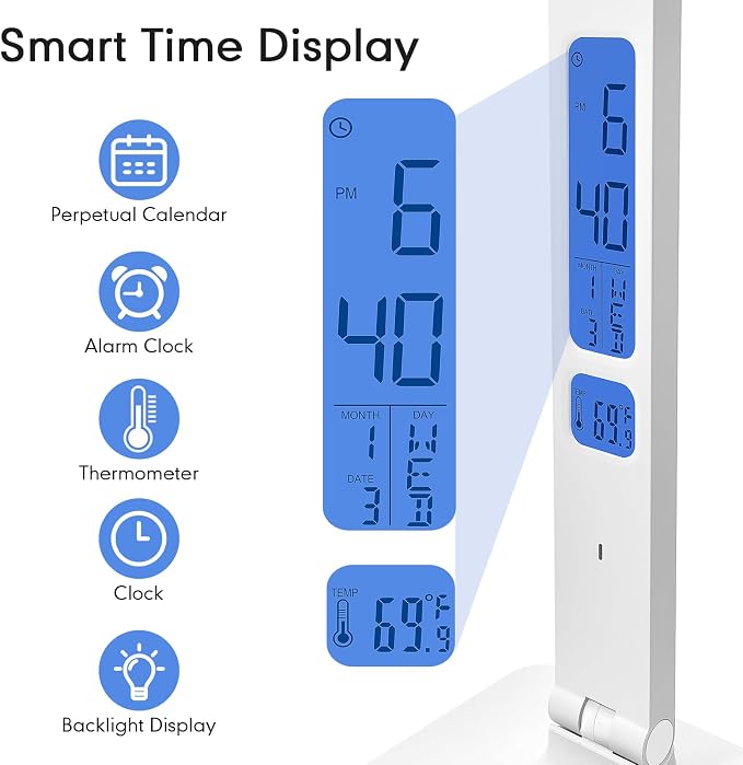 karidi Smart Desk Lamp with Digital Clock, 4-in-1 Charging Station, Temperature - Image 4