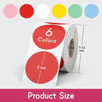 6 Rolls 2 Inch 6-Color Assorted Circle Direct Thermal Stickers Labels, - Image 2