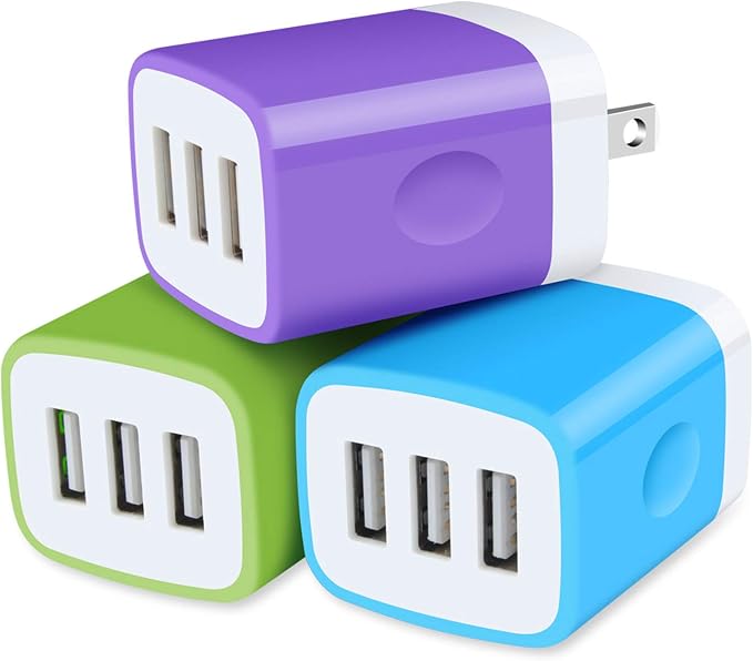 USB Charger Cubes, Wall Charger Adapter, Sicodo 3Pack Universal Travel 3.1A 3 by Sicodo