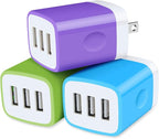 USB Charger Cubes, Wall Charger Adapter, Sicodo 3Pack Universal Travel 3.1A 3 by Sicodo