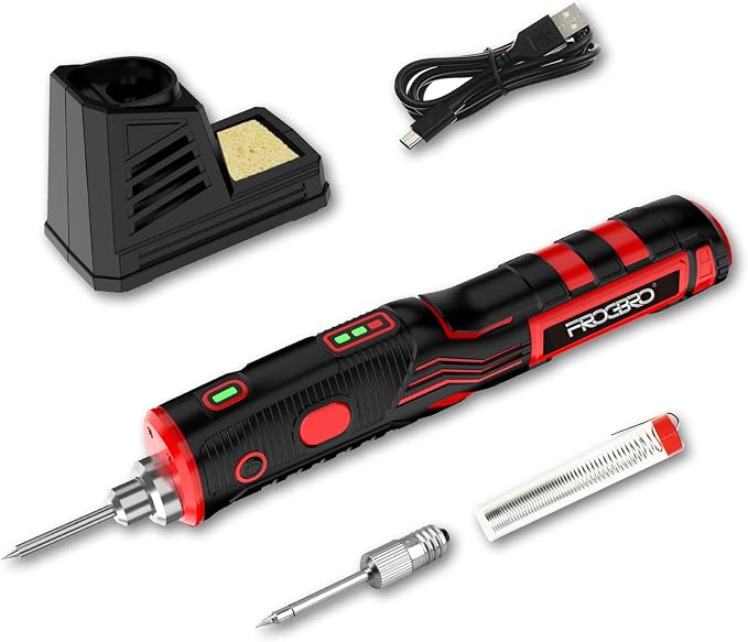 FrogBro Upgrade 11W 2500mAh Cordless Soldering Iron Kit, Max 968℉ Fast Heating by FROGBRO