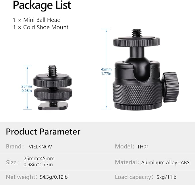 Mini Ball Head, CNC All Metal Aluminum Universal Panoramic Tripod Head Mount - Image 9