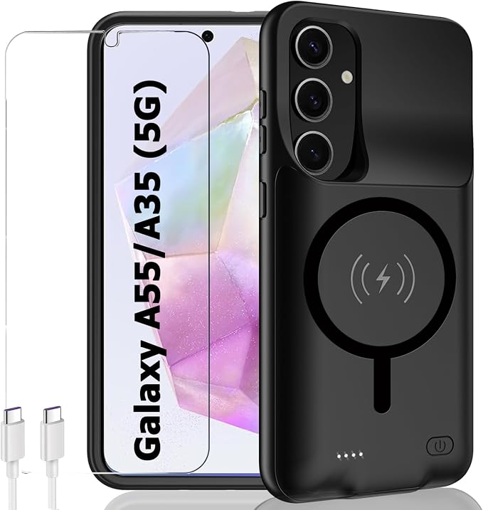 Battery Case for Galaxy A55/A35, Enhanced 12000mAh Portable Protective Smart by YINGYKJ