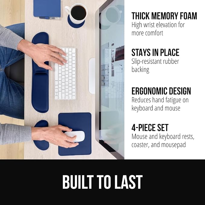GORILLA GRIP Silky Gel Memory Foam Keyboard Wrist Rest and Mouse Pad - Image 2