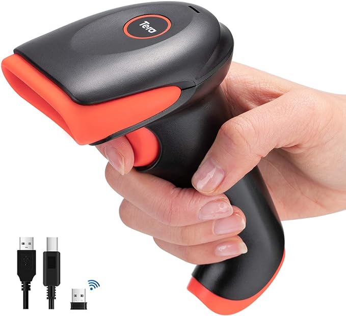 Tera Pro Wireless 2D QR Barcode Scanner 3 in 1 Bluetooth & 2.4GHz Wireless & by Tera