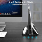 Vaydeer Double Adjustable Vertical Laptop Stand Newly Designed 2 Slots Aluminum - Image 2