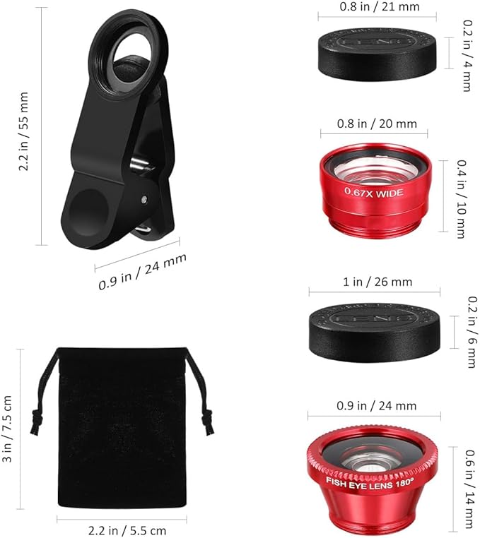 External Lens for Mobile Phone 3-in-1 Fisheye Macro Wide Angle Lens - Image 7