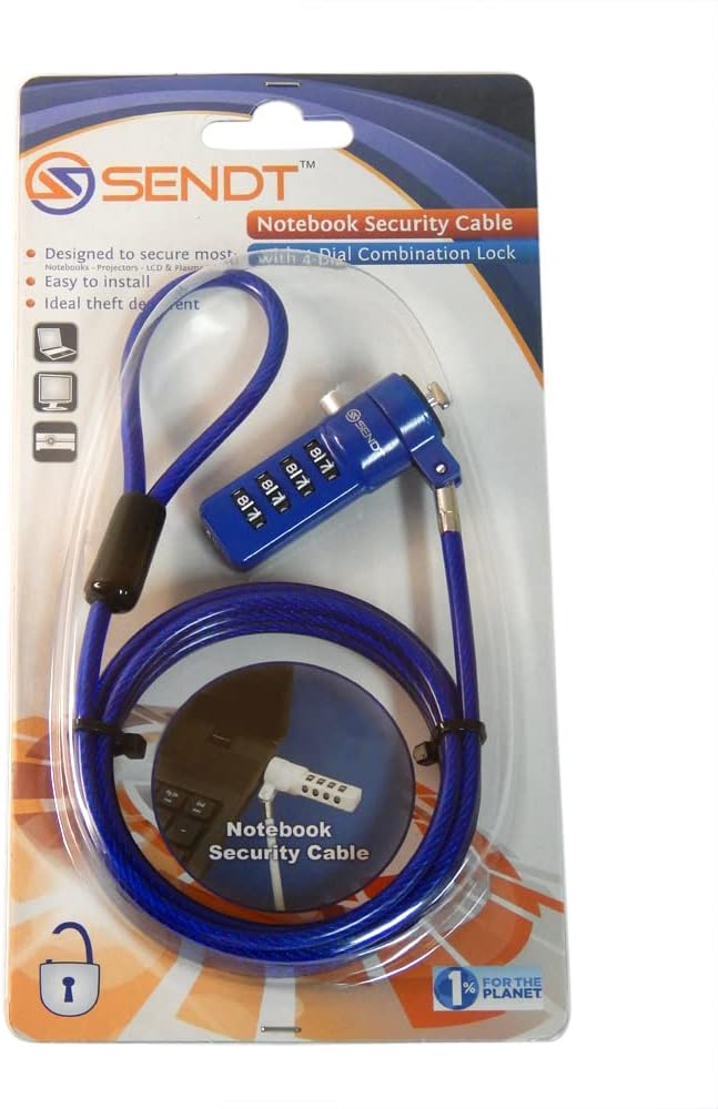 Sendt Blue Notebook/Laptop Combination Lock Security Cable - Image 3
