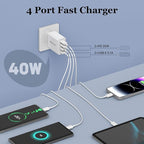 USB C Wall Charger, 40W 4-Port USB C Charger Block, Fast Charging Block Dual - Image 2