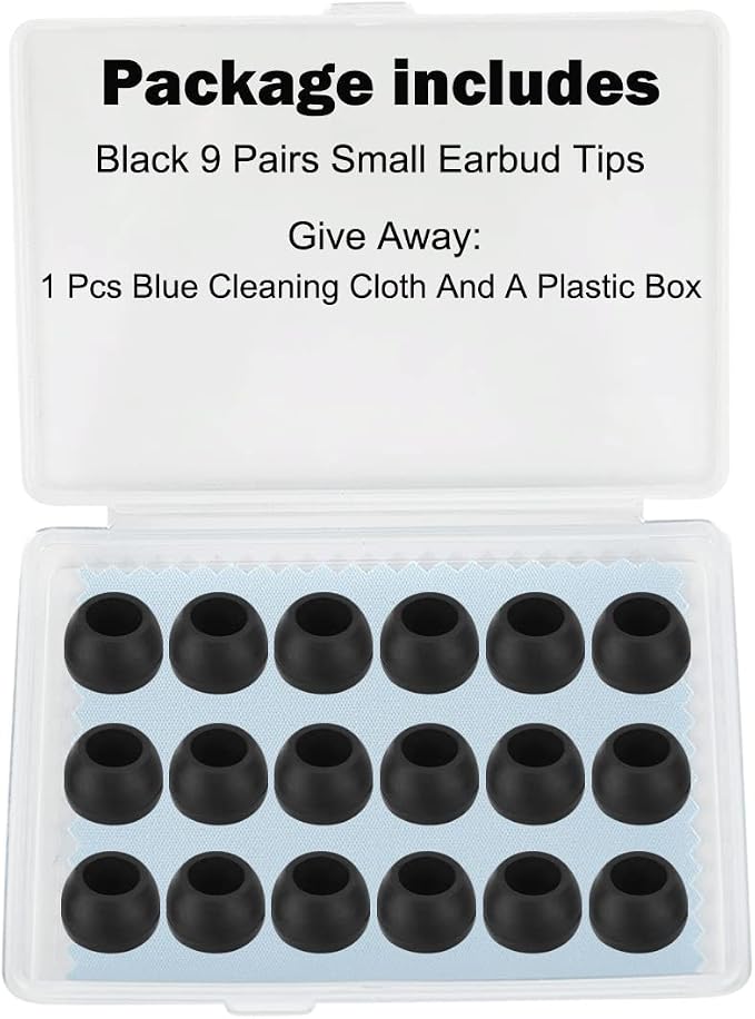 Earbud Tips - 9 Pairs, Compatible - Black - Image 6
