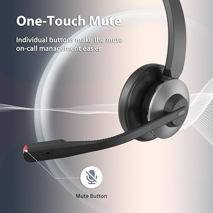 Wireless Headset with Mic for Work, Wireless Headphones with Mic & USB Dongle - Image 6