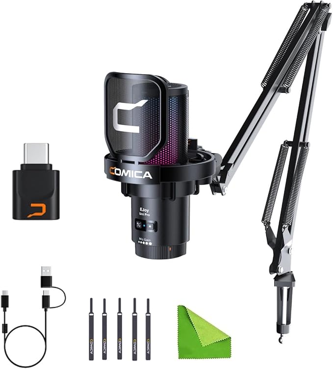 COMICA Wireless USB Microphone for Computer and Smartphone, 48kHz/24bit RGB by COMICA