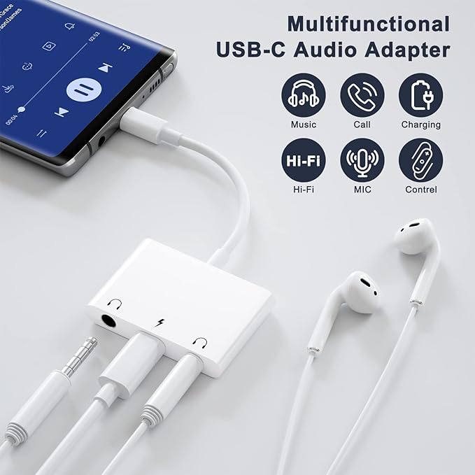 Headphone Adapter for iPad, Headphone Splitter for 2 Headphones, 3 in 1 USB C - Image 2