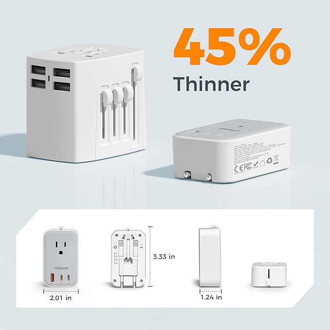 TESSAN Universal Travel Adapter PD 20W, Ultra Thin International Power Adapter - Image 3