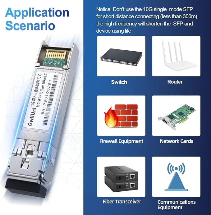 10Pcs Single Mode 10G SFP+ Fiber Module Network Transceiver, LR SM1310nm 10km - Image 6