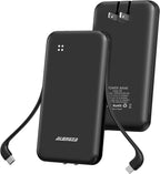 Alongza Portable Charger Built-in Cables and AC Wall Plug, Slim Fast Charging by Alongza