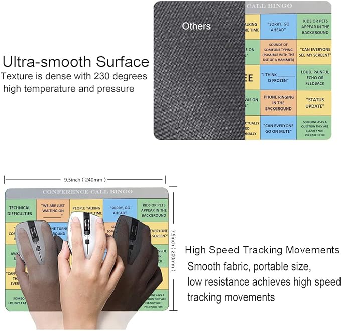 Conference Call Bingo Mouse Pad, Personalized Mouse Mat Waterproof Non-Slip - Image 5