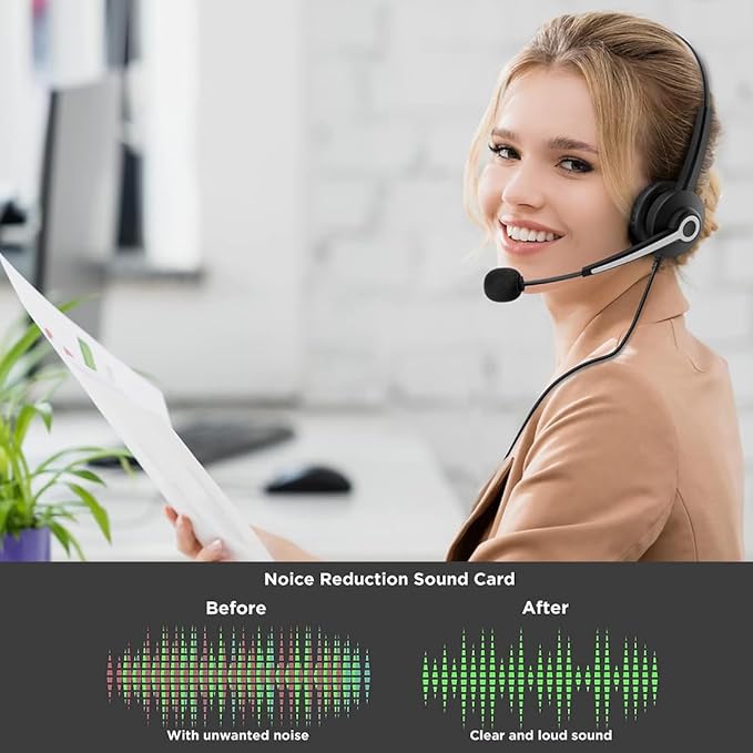 USB-A/USB C/3.5mm Jack 3-in-1 PC Headset, Wired & Noise - Image 2