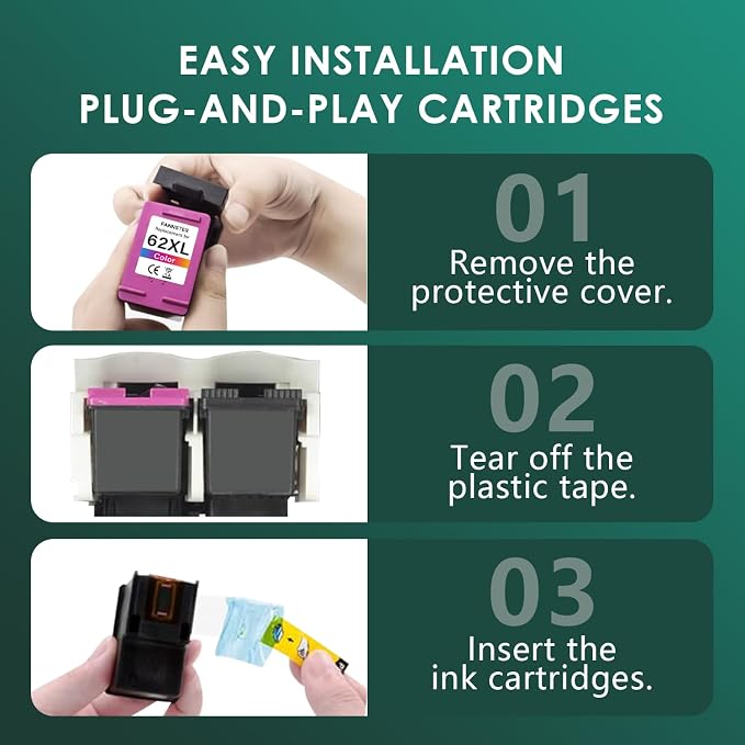 62XL 62 XL Ink Cartridges Black and Color - Image 5