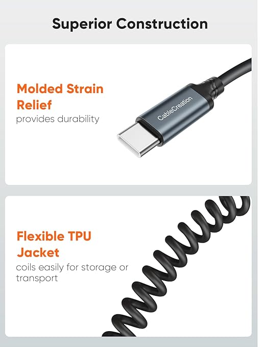 CableCreation Coiled USB C Cable 2Pack, Coiled USB A to USB C Cable - Image 4
