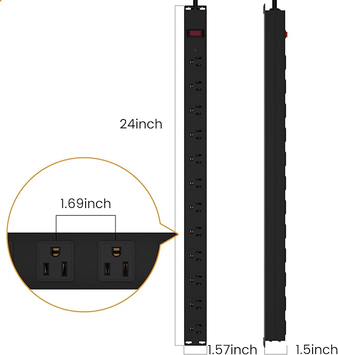 12 Outlet Long Power Strip Surge Protector - Image 6