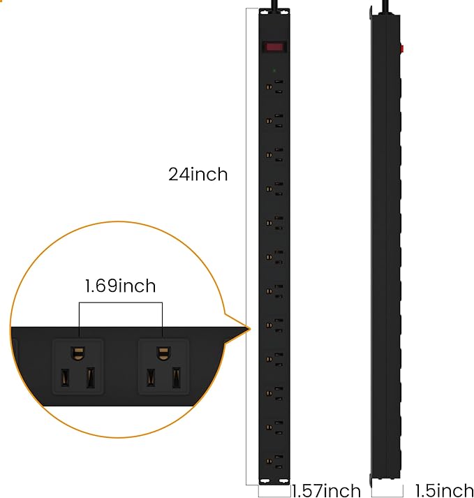 12 Outlet Long Power Strip Surge Protector - Image 7