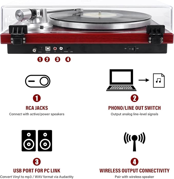 Belt Drive Turntable for Vinyl Record Player, Connect - Image 2