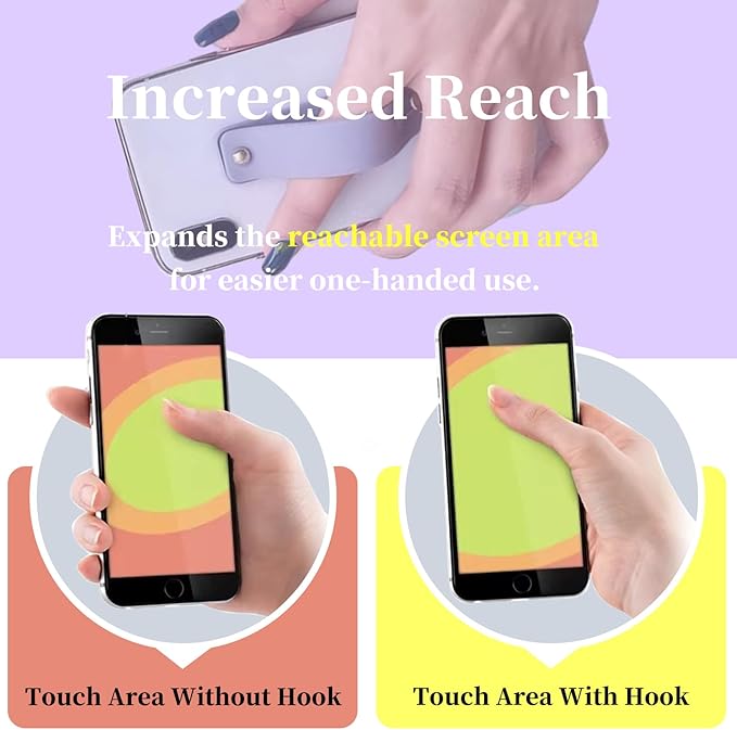 Slim Phone Handle Holder Grip for Hand, Silicone Cellphone Finger Grip Ring - Image 2
