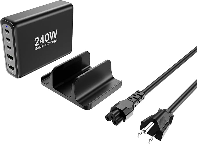 240W USB C Charger, GaN Tech 5-Ports PD 100W PPS45W QC3.0 30W Super Fast by Tobetravel