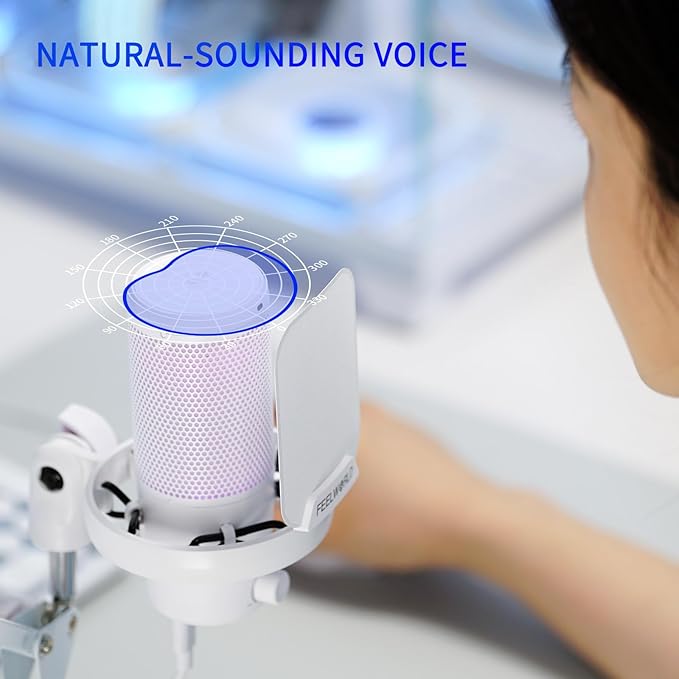 FEELWORLD VM1 White Gaming PC USB Microphone Condenser Mic - Image 6