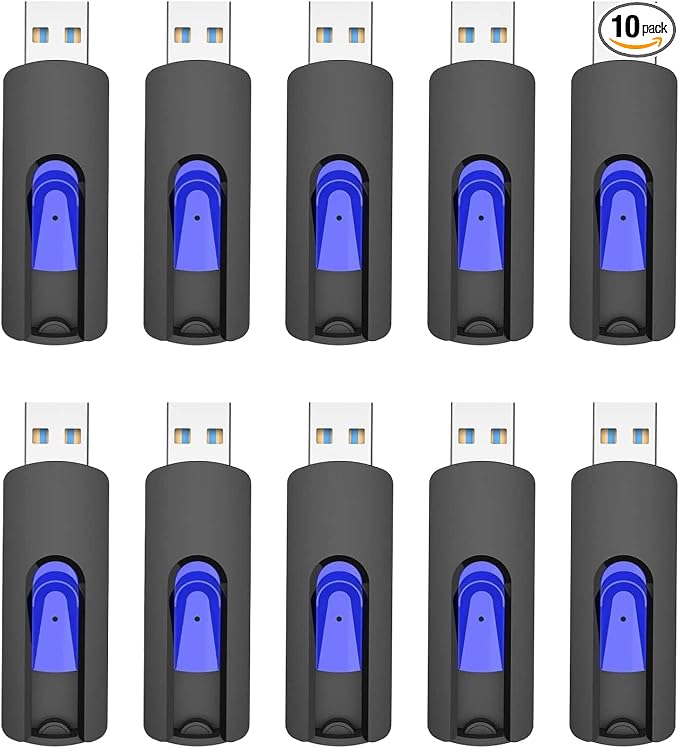 JUANWE 32GB Flash Drive 10 Pack 3.0 USB Thumb Drive Retractable Slide Memory by JUANWE