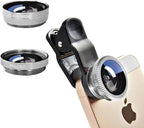 Silver 3 in 1 Cell Phone Camera Lens Kit Wide Angle Macro Fisheye Lens Universal by ANJIELOSMART