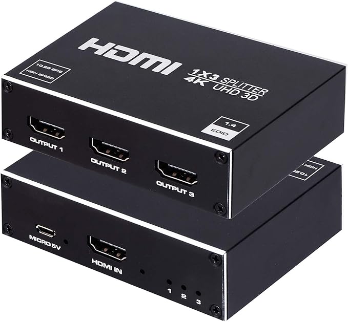 1x3 HDMI Splitter, 1 in 3 Out HDMI Splitter Audio Video Distributor Box Support by ENBUER