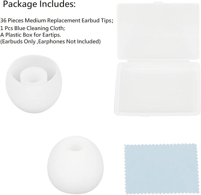 36 Pieces Medium Earbud Tips Soft and Comfortable Ear Bud Replacement Pieces - Image 6