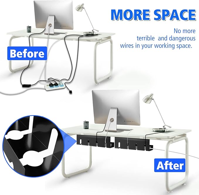 Under Desk Cable Management Tray, No Drill 2 x 15.7 in Steel Tray - Image 7