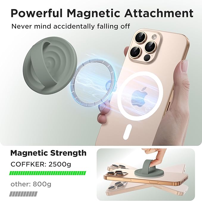 Magnetic Phone Ring Grip Holder, Silicone Finger Loop Grip, Compatible - Image 3