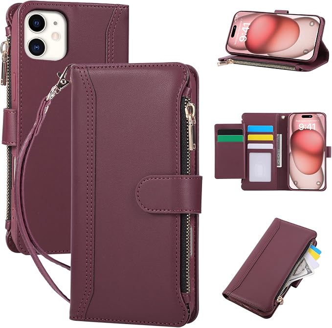 Compatible with iPhone 12/12 Pro Wallet Phone Case-PU Leather Magnetic Flip by KYFSJPT