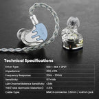 BASN BmasterX in Ear Audio Monitor, Hybrid 6 Drivers IEM Earphones - Image 4